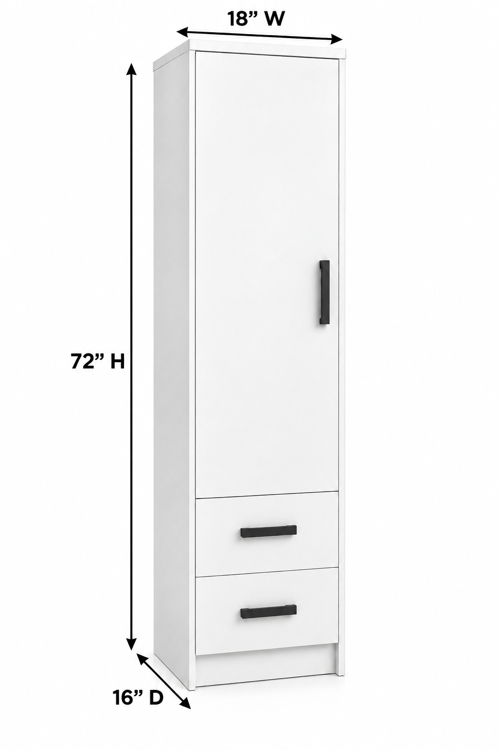 Picture of FurniQ Furniture 1 Door Wardrobe, Single Door Almirah, Bedroom Wardrobe, Clothes Storage Cabinet, 2 Drawer Wardrobe, Melamine Board Wardrobe, Modern Wardrobe Design, 18 W × 16 D × 72 H Inches | FurniQ Furniture