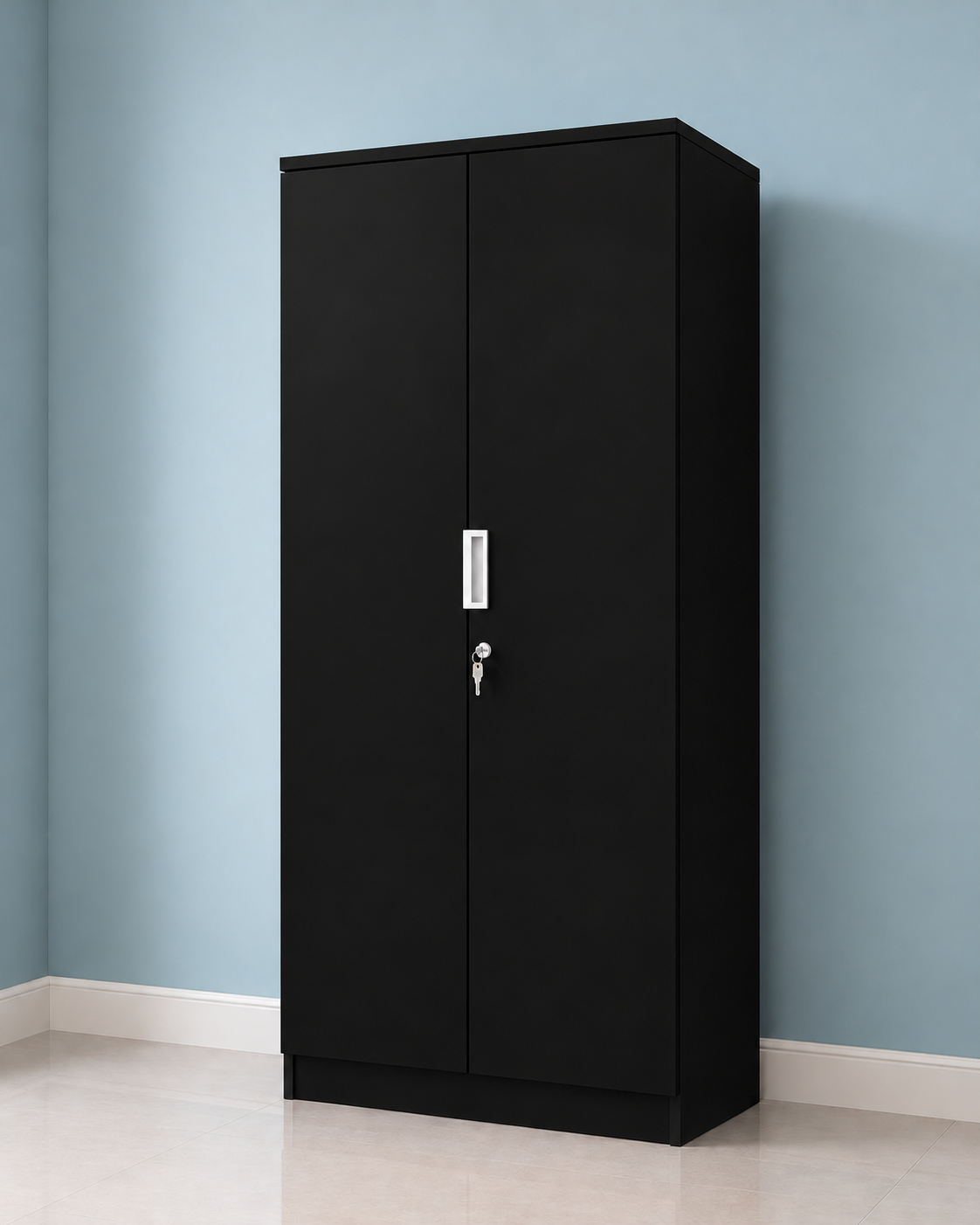 Picture of FurniQ Furniture 2 Door Wardrobe, 2 Door Almirah, Bedroom Wardrobe, Clothes Storage Cabinet, 2 Door Cupboard, Melamine Board Wardrobe, Hanging Wardrobe, 24 W × 12 D × 74 H Inches | FurniQ Furniture