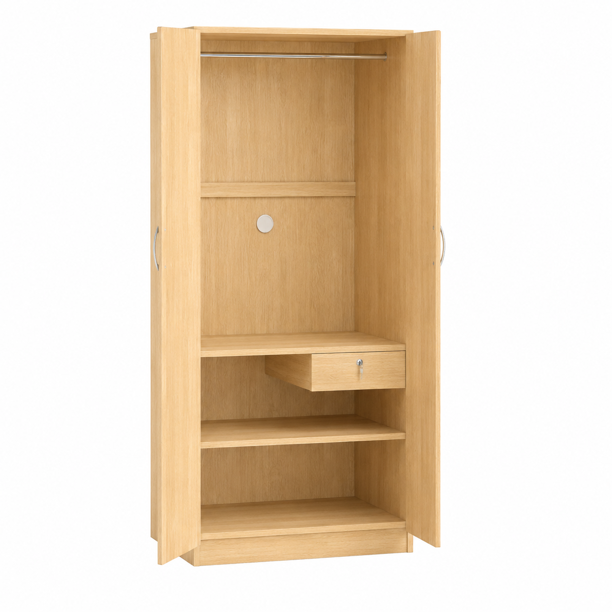 Picture of FurniQ Furniture 2 Door Wardrobe, 2 Door Almirah, Bedroom Wardrobe, Clothes Storage Cabinet, 2 Door Cupboard, Melamine Board Wardrobe, Hanging Wardrobe, 24 W × 12 D × 74 H Inches | FurniQ Furniture
