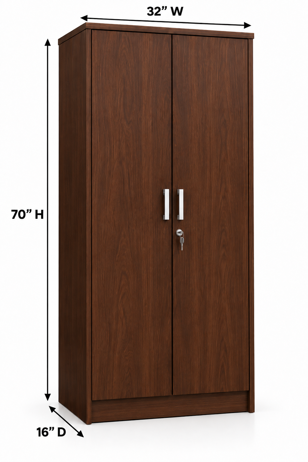 Picture of FurniQ Furniture 2 Door Wardrobe, 2 Door Almirah, Bedroom Wardrobe, Clothes Storage Cabinet, 2 Door Cupboard, Melamine Board Wardrobe, Hanging Wardrobe, 24 W × 12 D × 74 H Inches | FurniQ Furniture