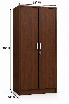 Picture of FurniQ Furniture 2 Door Wardrobe, 2 Door Almirah, Bedroom Wardrobe, Clothes Storage Cabinet, 2 Door Cupboard, Melamine Board Wardrobe, Hanging Wardrobe, 24 W × 12 D × 74 H Inches | FurniQ Furniture
