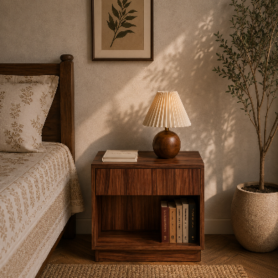 Picture of FurniQ Furniture Bedside Table, Bedside Cabinet, Nightstand, 1 Drawer Side Table, Bedroom Side Cabinet, Storage Table, Melamine Board Furniture, 19 W × 12 D × 24 H Inches | FurniQ Furniture