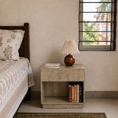 Picture of FurniQ Furniture Bedside Table, Bedside Cabinet, Nightstand, 1 Drawer Side Table, Bedroom Side Cabinet, Storage Table, Melamine Board Furniture, 19 W × 12 D × 24 H Inches | FurniQ Furniture