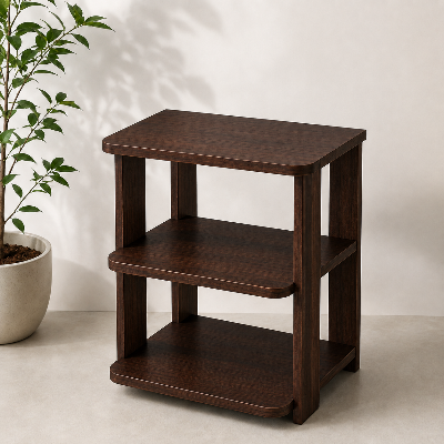 Picture of FurniQ Furniture Side Table, End Table, Bedside Table, 3 Tier Side Table, 3 Shelf Storage Table, Living Room Side Table, Bedroom Table, Melamine Board Furniture, 12 W × 16 D × 20 H Inches | FurniQ Furniture