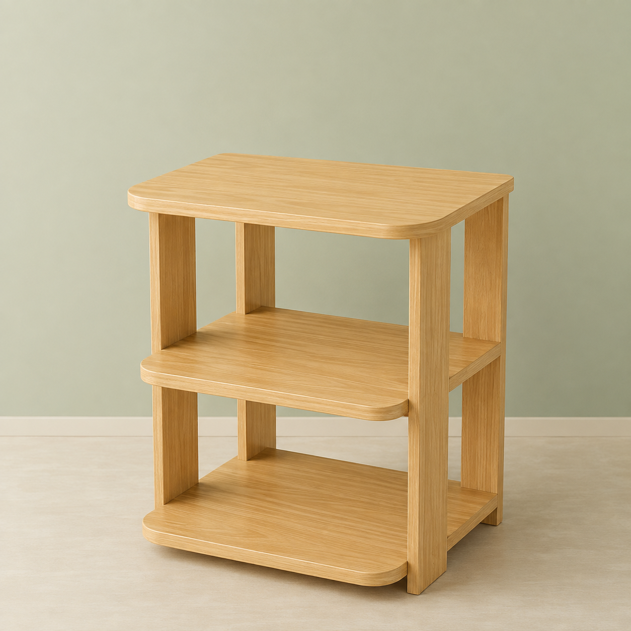 Picture of FurniQ Furniture Side Table, End Table, Bedside Table, 3 Tier Side Table, 3 Shelf Storage Table, Living Room Side Table, Bedroom Table, Melamine Board Furniture, 12 W × 16 D × 20 H Inches | FurniQ Furniture