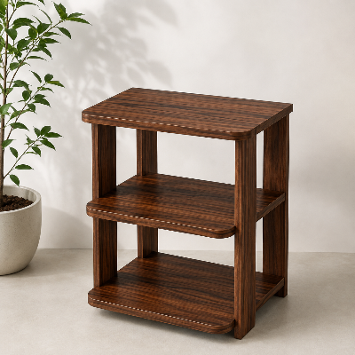 Picture of FurniQ Furniture Side Table, End Table, Bedside Table, 3 Tier Side Table, 3 Shelf Storage Table, Living Room Side Table, Bedroom Table, Melamine Board Furniture, 12 W × 16 D × 20 H Inches | FurniQ Furniture
