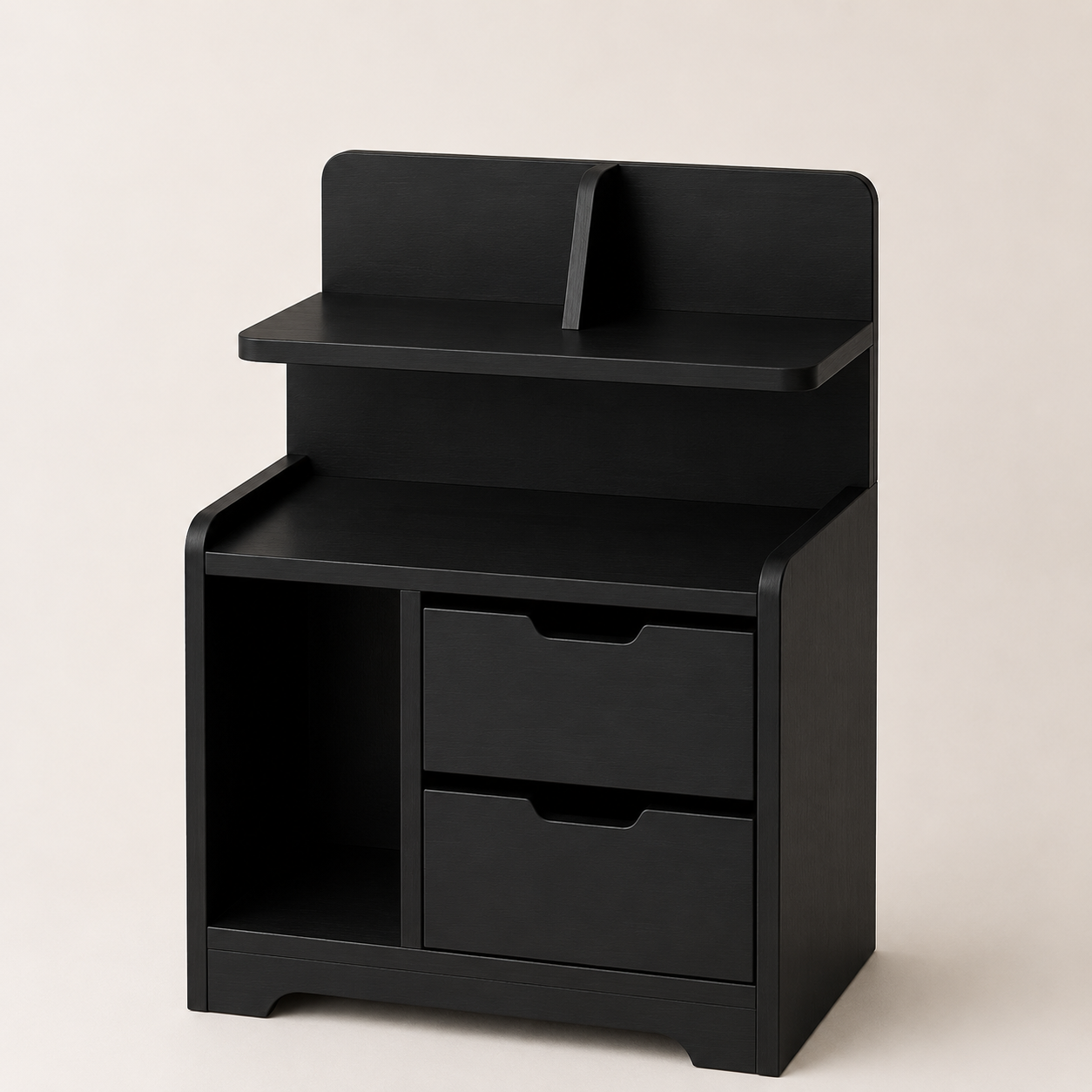 Picture of FurniQ Furniture Bedside Table, Bedside Cabinet, Nightstand, 2 Drawer Bedside Table, Bedroom Side Table, Storage Cabinet, Open Shelf Table, Melamine Board Furniture, 16 W × 12 D × 30 H Inches | FurniQ Furniture