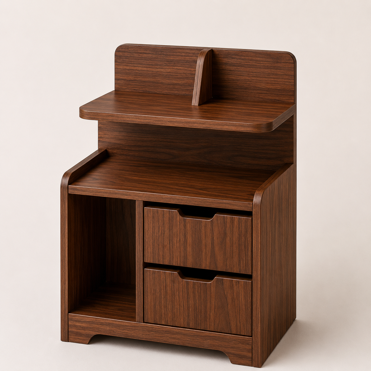 Picture of FurniQ Furniture Bedside Table, Bedside Cabinet, Nightstand, 2 Drawer Bedside Table, Bedroom Side Table, Storage Cabinet, Open Shelf Table, Melamine Board Furniture, 16 W × 12 D × 30 H Inches | FurniQ Furniture