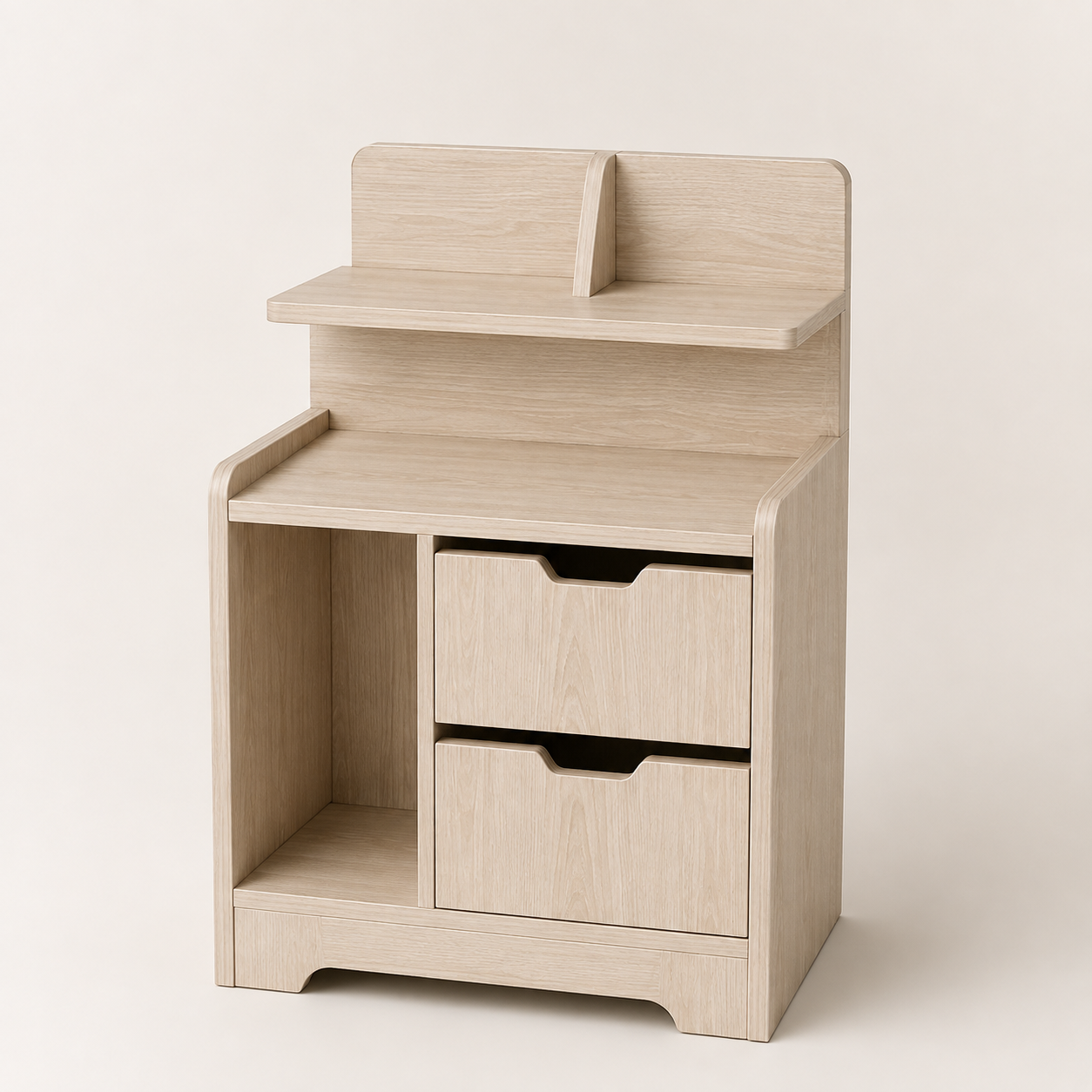 Picture of FurniQ Furniture Bedside Table, Bedside Cabinet, Nightstand, 2 Drawer Bedside Table, Bedroom Side Table, Storage Cabinet, Open Shelf Table, Melamine Board Furniture, 16 W × 12 D × 30 H Inches | FurniQ Furniture