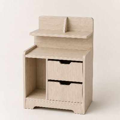 Picture of FurniQ Furniture Bedside Table, Bedside Cabinet, Nightstand, 2 Drawer Bedside Table, Bedroom Side Table, Storage Cabinet, Open Shelf Table, Melamine Board Furniture, 16 W × 12 D × 30 H Inches | FurniQ Furniture