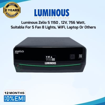 Picture of Luminous Zelio S 1150 Pure Sine Wave IPS UPS | 756 Watt, 12V | Smart Home Inverter | Display Center
