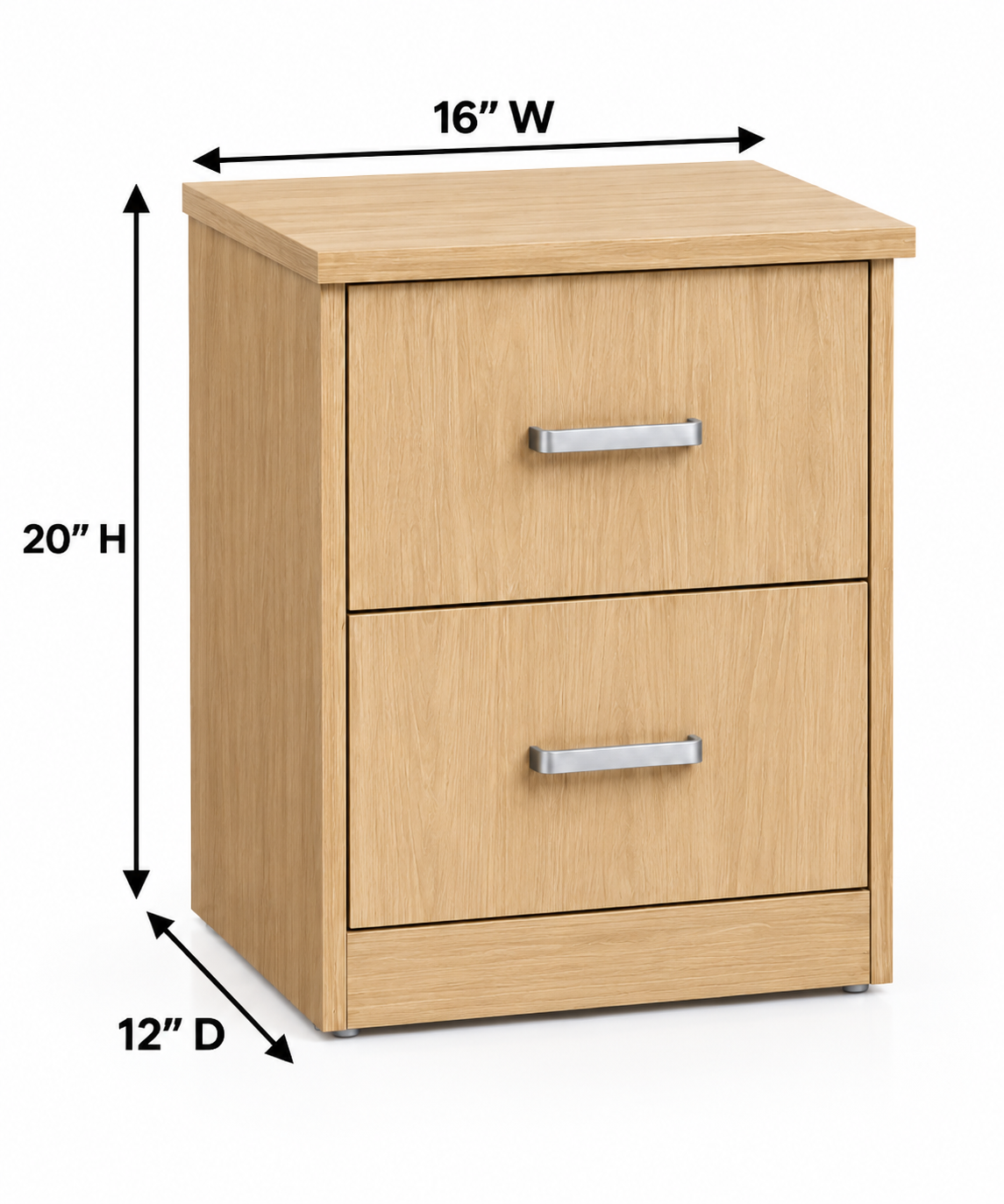 Picture of FurniQ Furniture Bedside Table, Bedside Cabinet, Nightstand, 2 Drawer Bedside Table, Bedroom Side Table, 2 Drawer Storage Cabinet, Melamine Board Furniture, 18 W × 14 D × 24 H Inches | FurniQ Furniture