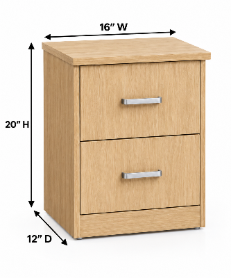 Picture of FurniQ Furniture Bedside Table, Bedside Cabinet, Nightstand, 2 Drawer Bedside Table, Bedroom Side Table, 2 Drawer Storage Cabinet, Melamine Board Furniture, 18 W × 14 D × 24 H Inches | FurniQ Furniture