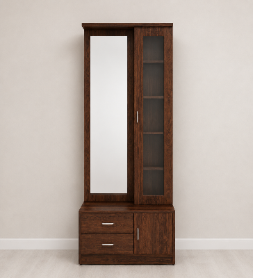 Picture of FurniQ Furniture Dressing Table, Dressing Table Without Mirror, 3 Door Dressing Table, Dressing Table with Storage, 2 Drawer Dressing Table, Vanity Storage Cabinet, Bedroom Dressing Table, Makeup Storage Cabinet, Melamine Board Dressing Table, 47 W × 21 D × 48 H Inches | FurniQ Furniture