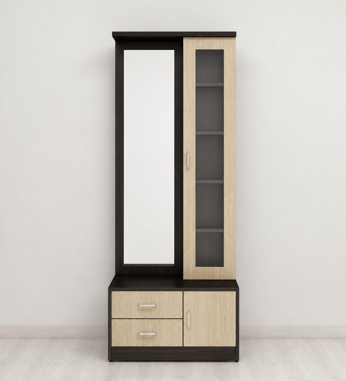 Picture of FurniQ Furniture Dressing Table, Dressing Table Without Mirror, 3 Door Dressing Table, Dressing Table with Storage, 2 Drawer Dressing Table, Vanity Storage Cabinet, Bedroom Dressing Table, Makeup Storage Cabinet, Melamine Board Dressing Table, 47 W × 21 D × 48 H Inches | FurniQ Furniture