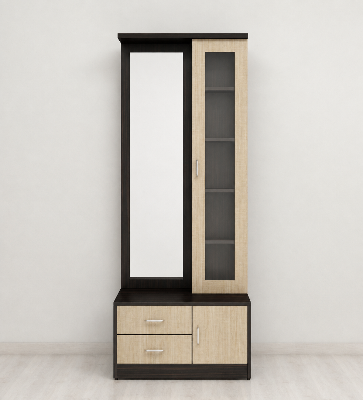 Picture of FurniQ Furniture Dressing Table, Dressing Table Without Mirror, 3 Door Dressing Table, Dressing Table with Storage, 2 Drawer Dressing Table, Vanity Storage Cabinet, Bedroom Dressing Table, Makeup Storage Cabinet, Melamine Board Dressing Table, 47 W × 21 D × 48 H Inches | FurniQ Furniture