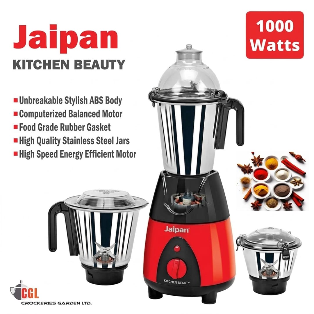 Picture of Jaipan Kitchen Beauty Mixer Grinder Blender Juicer  For Wet & Dry Grinding and Blending-1000 Watt