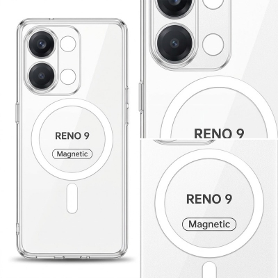 Picture of For Oppo Reno 9 5G Anti Yellow Hard MagSafe Compatible Shockproof Transparent Slim Fit Wireless Charging supported Phone Back Case Mobile Cover