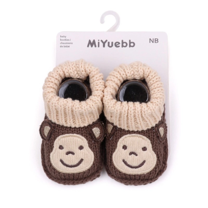 Picture of Wool Knit Baby Shoes Cartoon Animal Pattern Newborn Baby Boys and Girls Warm-Brown