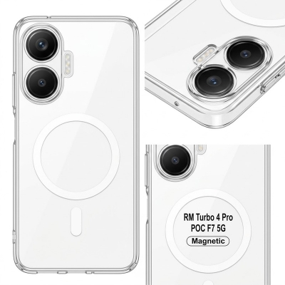 Picture of Redmi Turbo 4 Pro Anti Yellow Phone Case Magsafe Clear Case Animation Magnetic Suffering Mobile Transparent Phone Back Cover Cover