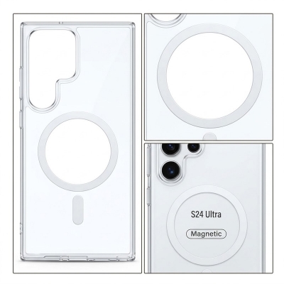 Picture of Samsung S24 Ultra Transparent Magnatic Magsafe Anti Yellow Clear Protective Phone Case Back Cover