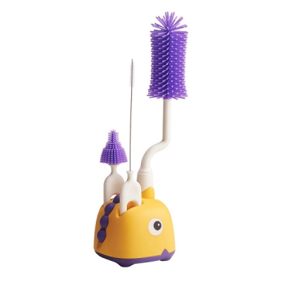 Picture of Baby Cleaning Brush Set Kidsren's Cup Brush Straw Brush with Storage Box Base Baby Silicone Pacifier Brush Bottle Brush-Multicolor