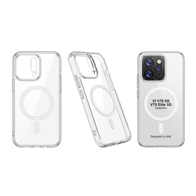 Picture of Vivo V70 Anti Yellow Hard MagSafe Compatible Shockproof Transparent Slim Fit Wireless Charging supported Phone Back Case Mobile Cover