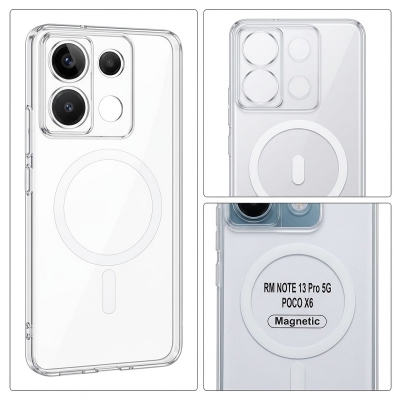 Picture of Redmi Note 13 Pro 5G Anti Yellow Phone Case Magsafe Clear Case Animation Magnetic Suffering Mobile Transparent Phone Back Cover Cover