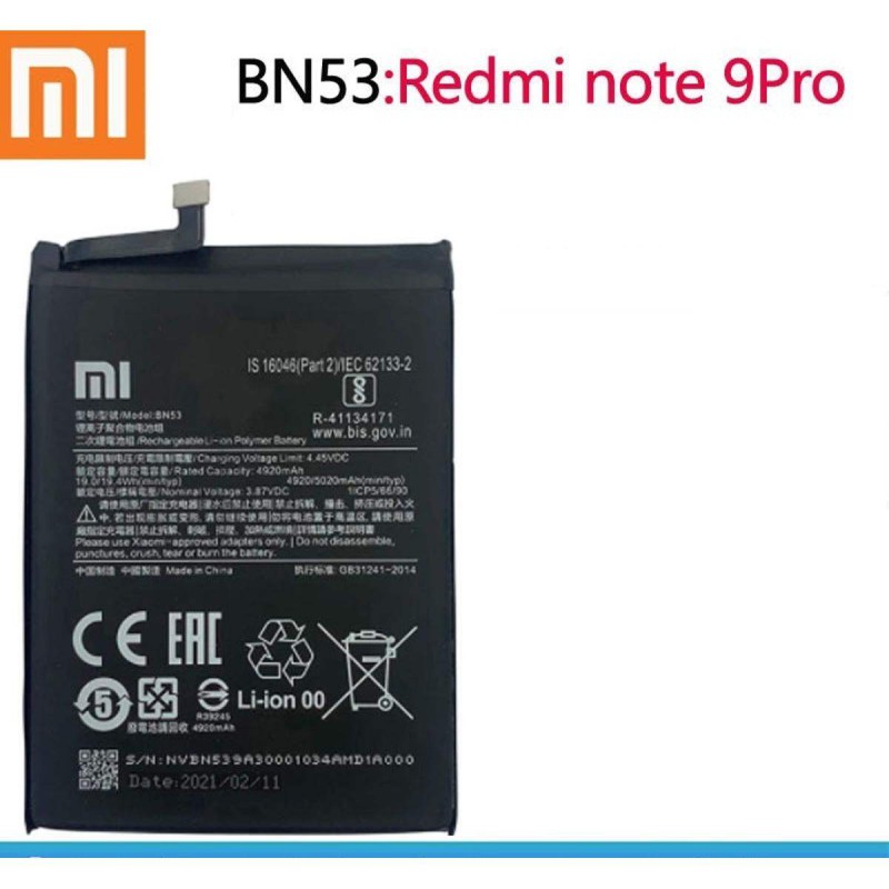 Picture of RT - BN53 5020mAh Replacement Battery For Redmi Note 9 Pro / Note 9 Pro Max Mobile Phone Battery