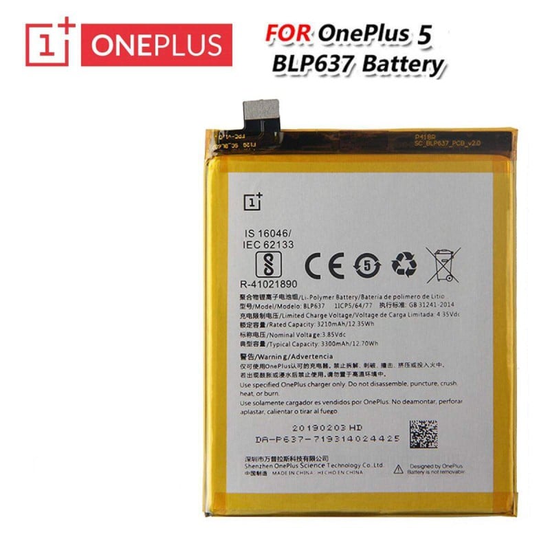 Picture of BLP637 - 3300 mAh Replacement Battery For OnePlus 5 Mobile Phone Batteries