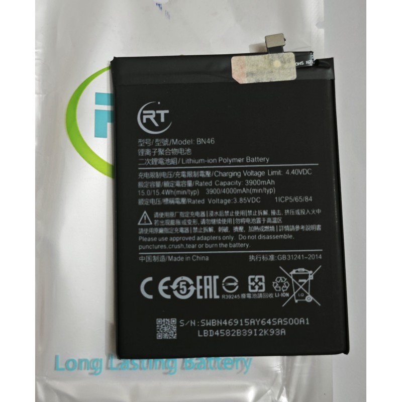 Picture of For Xiaomi Redmi Note 8 Redmi Note 8T BN46 Battery Capacity 4000mAh High Quality Phone Replacement Battery