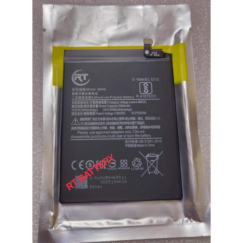 Picture of For Xiaomi Redmi Note 8 Redmi Note 8T BN46 Battery Capacity 4000mAh High Quality Phone Replacement Battery (6 Months Warranty)
