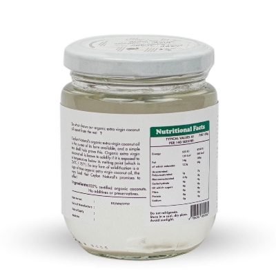 Picture of Ceylon Naturals Organic Extra Virgin Coconut Oil 300ml - Pure, Cold-Pressed, No Additives, Vegan, Healthier Choice
