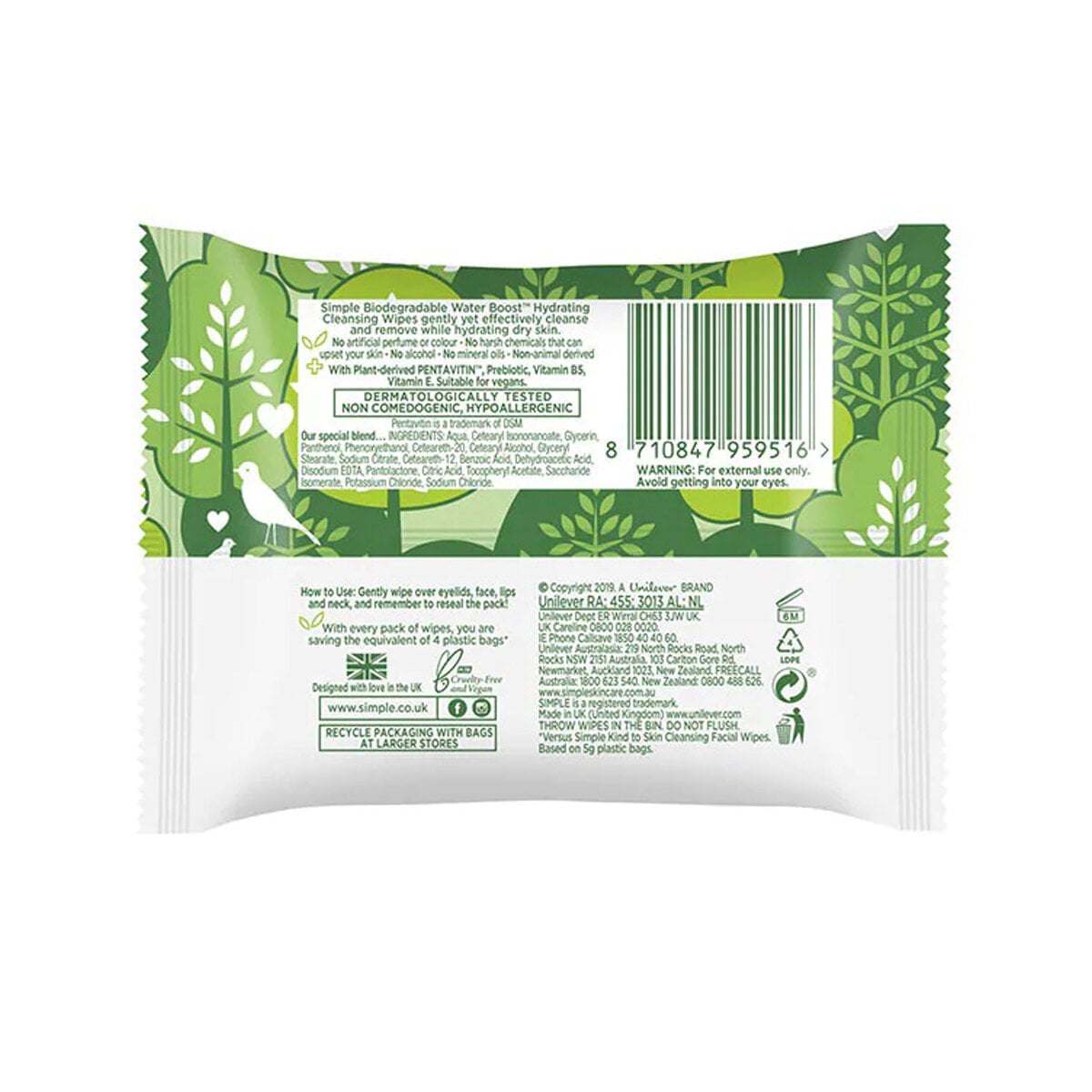 Picture of Simple Sensitive Skin Micellar Wipes 20 Pack