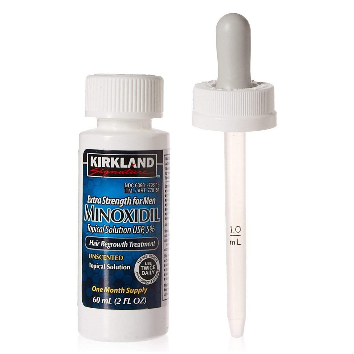 Picture of Kirkland Minoxidil 5% Extra Strength Hair Loss Regrowth Treatment Men 60ml 1-Month Supply