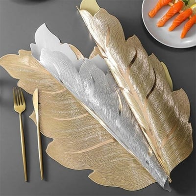 Picture of Place Mats Waterproof Washable PVC Dining Table Mats Non-Slip Heat Resistant Decorative Table Placemats for Dining, Kitchen and Home Decor 6 pc set