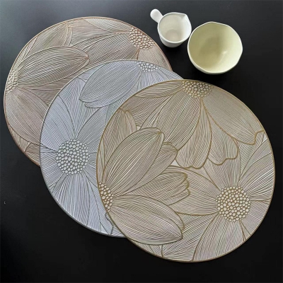 Picture of Heat Resistant Non-Slip Gold Round Gold Dining Table Luxury Place Mats