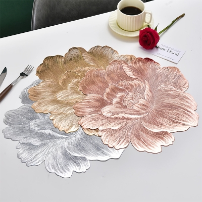 Picture of HomeCloud PVC Material Round Shape Table Mat, Dining Table Mat,Table Placemats, Round Mats,Best for Bed-Side Table/Center Table, Dining Table/Shelves (gold,Rose gold,selver)