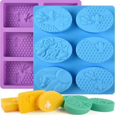 Picture of Silicone Soap Molds, 6 Cavities Different Flower Shapes Silicone Mold, Perfect Making for Soap, Lotion Bar, Bath Bombs 1 pc