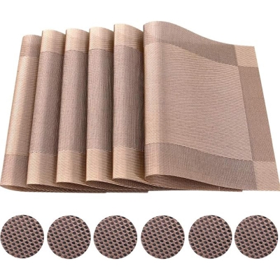 Picture of 7 Pcs Washable PVC Runner & Placemats 6 pc mat & 1pc Runner Set ( New)