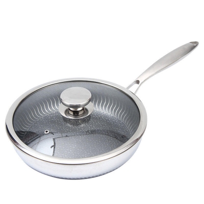 Picture of Stainless Steel Frying Pan with Lid 26cm, Wok Pan Hybrid Tech Sauté Pans Nonstick, Skillet, PFOA Free,(Dishwasher/Induction/Gas/Electric Stove)