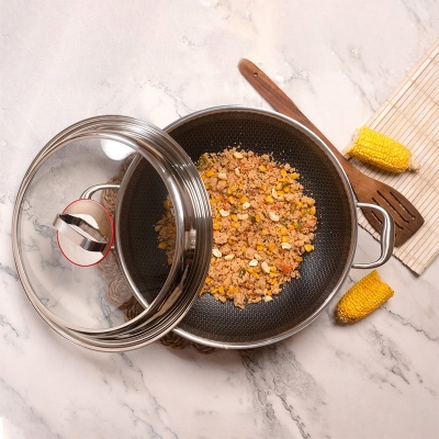 Picture of 34cm Stainless Steel Multipurpose Honeycomb Non-Stick Frying Pan with Lid