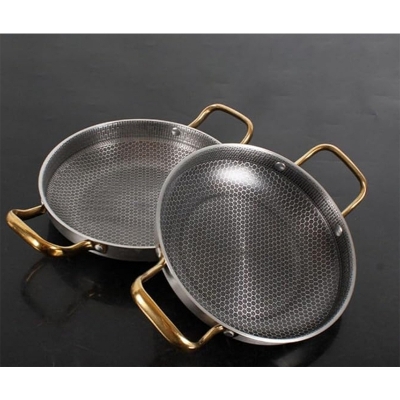Picture of Frying Pan Honeycomb Coating Non-Stick Pan Stainless Steel Wok with Double Handle for Gas Electric Induction