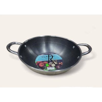 Picture of 24cm Uncoated Honeycomb Design Stainless Steel Non-Stick Cookware / Karai