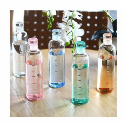 Picture of Heat Resistant Bottle, Transparent Glass Water Bottle, 16.9 fl oz (500 ml), Cold and Heat Resistant, Water Bottle, Direct Drinking Cup, Water Bottle, Juice, Tea, Leak Free, Lid, Durable, Easy to Use