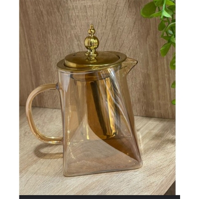 Picture of Tea Pot, Transparent Teapot Easy To Clean for Home Kitchen( gold)