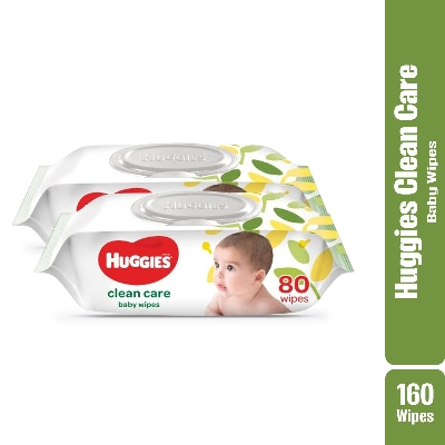 Picture of Huggies Baby Wipes Clean Care 2 Packs - 80Pcs