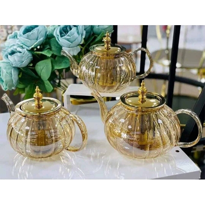 Picture of Heat Resistant Glass Teaset Flower Tea Pot Puer Kettle Coffee Teapot-1000ml