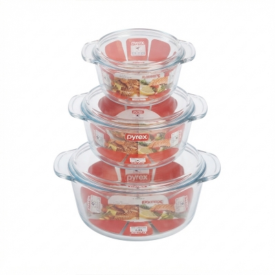 Picture of Oven Proof Glass Serving Dish - Transparent 3 Pcs Set -new