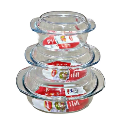 Picture of 3pc Oven Use And Serving Dish And Bakeware. Oven Proof Glass Serving Dish